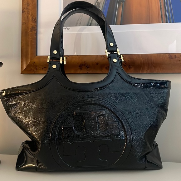 Tory Burch Black Patent tote - Picture 1 of 8